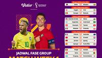 Jadwal dan Live Streaming Piala Dunia Qatar 2022 Matchweek 1, 20-25 November 2022. (Sumber : dok. vidio.com)