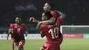 Striker Timnas Indonesia, Beto Goncalvez, merayakan gol yang dicetaknya ke gawang Taiwan pada laga Grup A Asian Games di Stadion Patriot, Jawa Barat, Minggu (12/8/2018). Indonesia menang 4-0 atas Taiwan. (Bola.com/Vitalis Yogi Trisna)