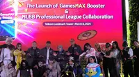 Telkomsel merilis paket GamesMax Booster dan mengumumkan kolaborasi dengan turnamen MLBB MPL ID Season 13 (Liputan6.com/ Agustin Setyo Wardani)