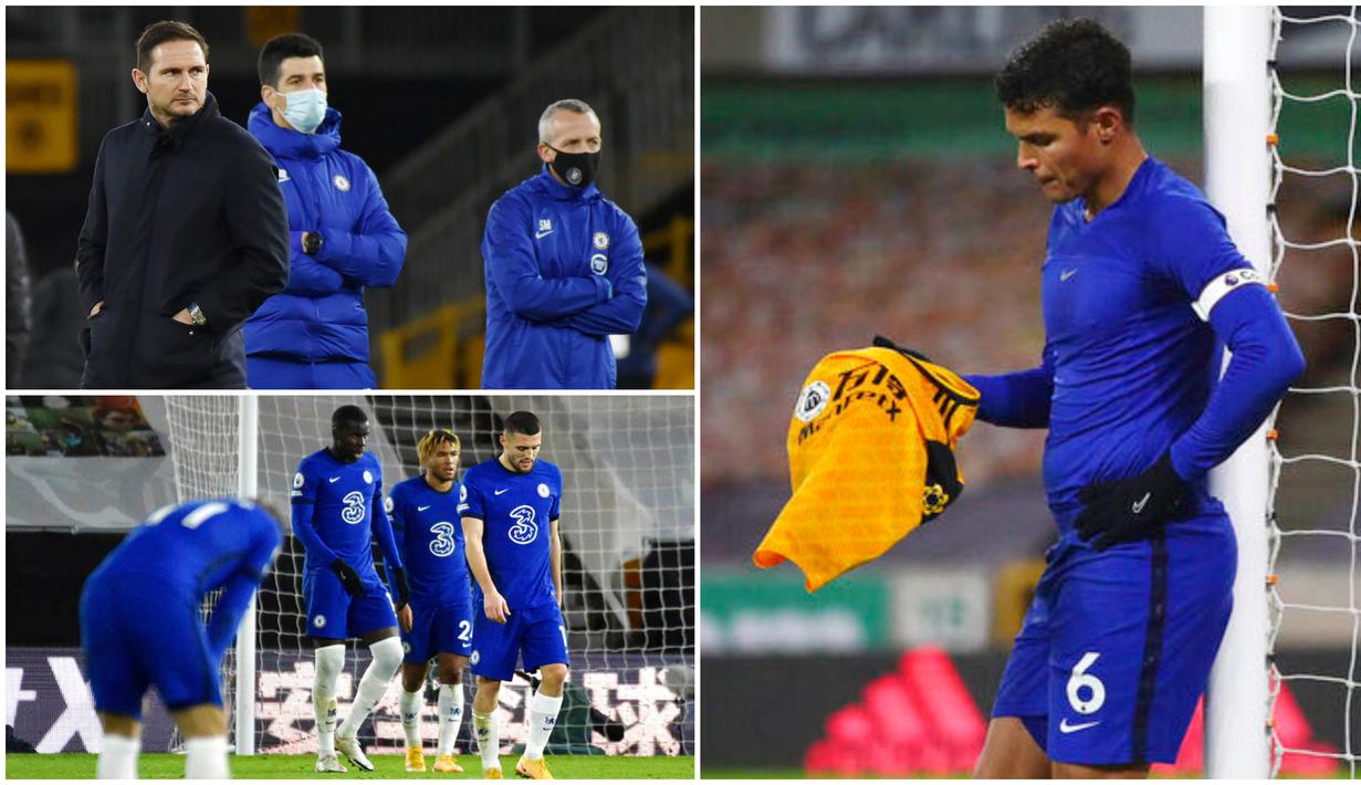 Para pemain Chelsea tak mampu menutupi kekecewaan usai tumbang di markas Wolverhampton Wanderers pada laga Liga Inggris. Chelsea mengalami kekalahan secara menyakitkan setelah kebobolan di menit 95 dan menutup laga dengan skor akhir 2-1.