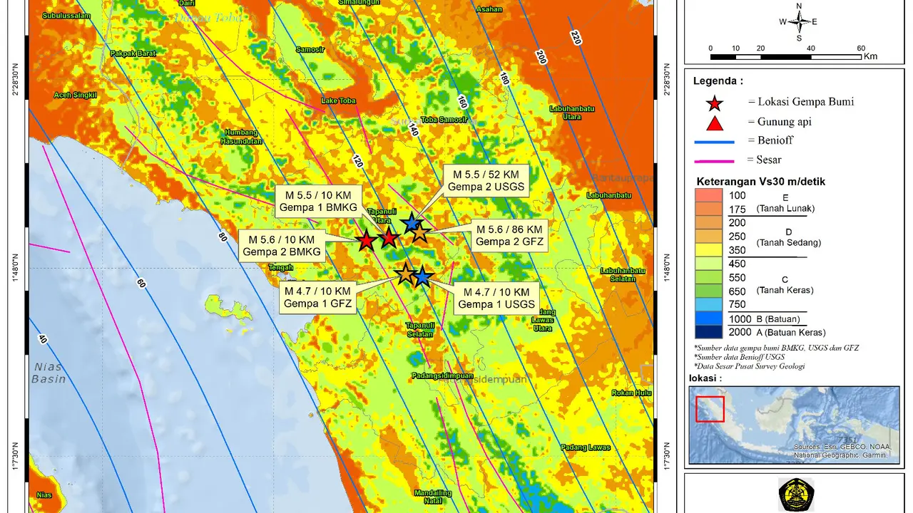 peta gempa, sumatera utara