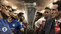 Banner Infografis Final Liga Europa 2018/2019, Chelsea Vs Arsenal. (Foto: AFP)
