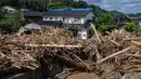 Banjir dan tanah longsor ini merupakan eskalasi dari hujan lebat yang belum pernah terjadi sebelumnya sejak Sabtu (21/9) dan Minggu (22/9/2024). (Yuichi YAMAZAKI/AFP)