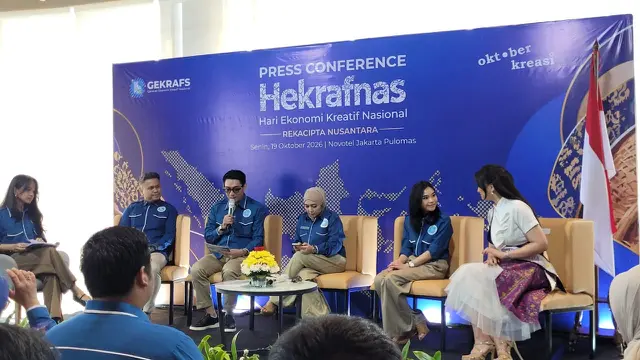 Direktur Utama PT Produksi Film Negara (PFN) Riefian Fajarsyah menghadiri peringatan Hari Ekonomi Kreatif Nasional (Hekrafnas) 2026. (Foto: Liputan6.com/Dreyandra P)