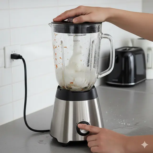 Cara Membersihkan Blender dengan Cangkang Telur (Foto: Gemini AI)