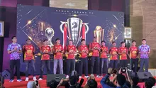 Semen Padang menggelar launching tim di Alam Sutera, Tangerang, pada Selasa (25/8/2026). Tim berjuluk Kabau Sirah itu menargetkan juara Championship 2026/2027. (Bola.com/Muhamad Adyaksa)