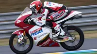 Andi Gilang saat mengikuti sesi kualifikasi Moto3 Prancis, Sabtu 15 Mei 2021. (Honda Team Asia)