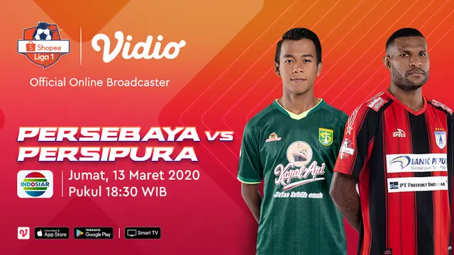 Saksikan Duel Panas Shopee Liga 1 Antara Persebaya VS Persipura Hanya di Vidio. sumberfoto: Vidio