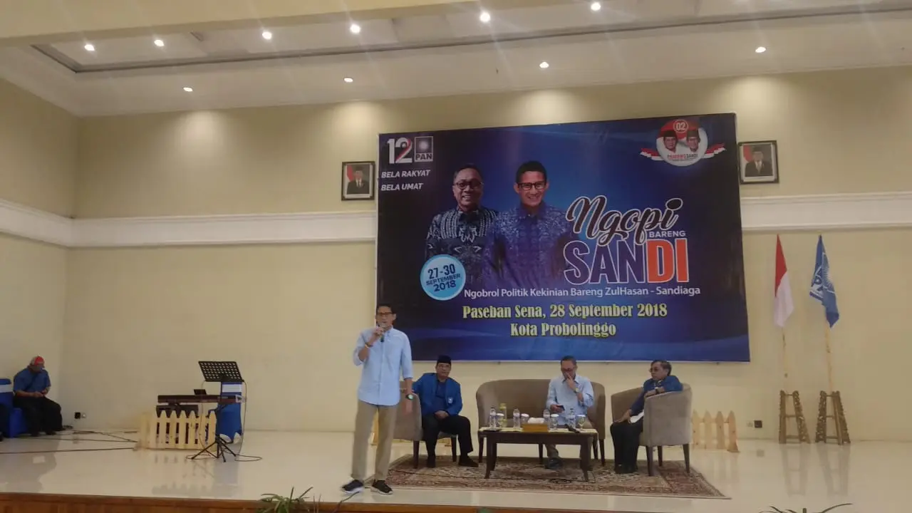 Cawapres Sandiaga Uno bersama Ketua Umum PAN Zulkifli Hasan menyambangi Kota Probolinggo, Jawa Timur