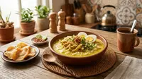 Resep Bubur Kuah Opor Kuning Gurih untuk Sarapan Spesial