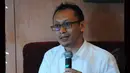 Salah satu pembicara memberikan tanggapannya terkait penunjukkan Komjen Pol Budi Gunawan sebagai Kapolri pada diskusi bertajuk 'Pak Jokowi, Rakyat Bersamamu Jika..' , Jakarta, Sabtu (17/1/2015). (Liputan6.com/Faisal R Syam)