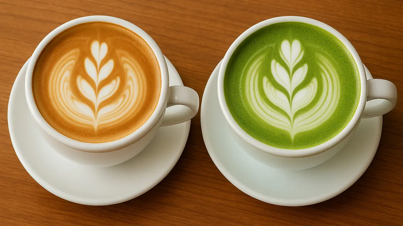 secangkir kopi dan matcha
