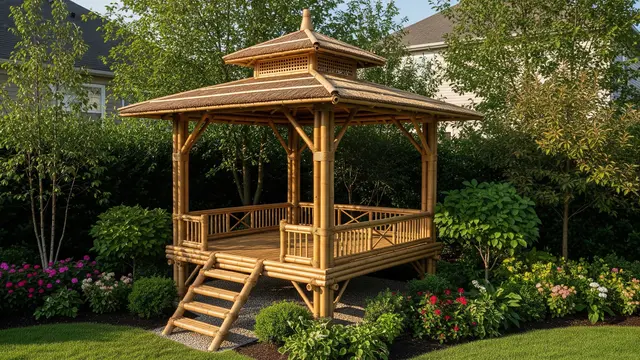 Ide Gazebo Mini dari Bambu untuk Tengah Kebun Belakang Rumah/Gemini AI