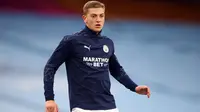 Liam Delap yang masih berusia 18 tahun ini merupakan penyerang yang lagi naik daun Manchester City U-23. Liam Delap merupakan putra dari mantan pemain Liga Inggris, Rory Delap. (AFP/Alex Livesey)