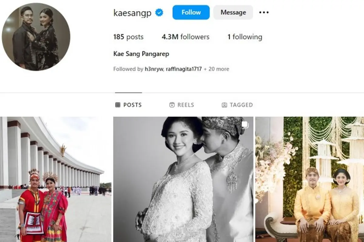 Kaesang Pangarep Cuma Follow Erina Gudono di Instagram, Ternyata Mirip Vino G Bastian