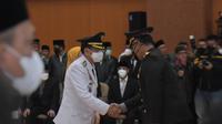 Kepala Pelaksana BPBD Provinsi Jawa Barat, Dani Ramdan, resmi dilantik sebagai Penjabat (Pj) Bupati Bekasi, Senin (23/5/2022). (Liputan6/Bam Sinulingga)