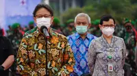 Menteri Kesehatan RI Budi Gunadi Sadikin saat jumpa pers setelah Apel Gelar Kesiapan Tenaga Vaksinator dan Tracer COVID-19 di Mabes TNI, Cilangkap, Jakarta Timur pada 9 Februari 2021. (Dok Kementerian Kesehatan RI)