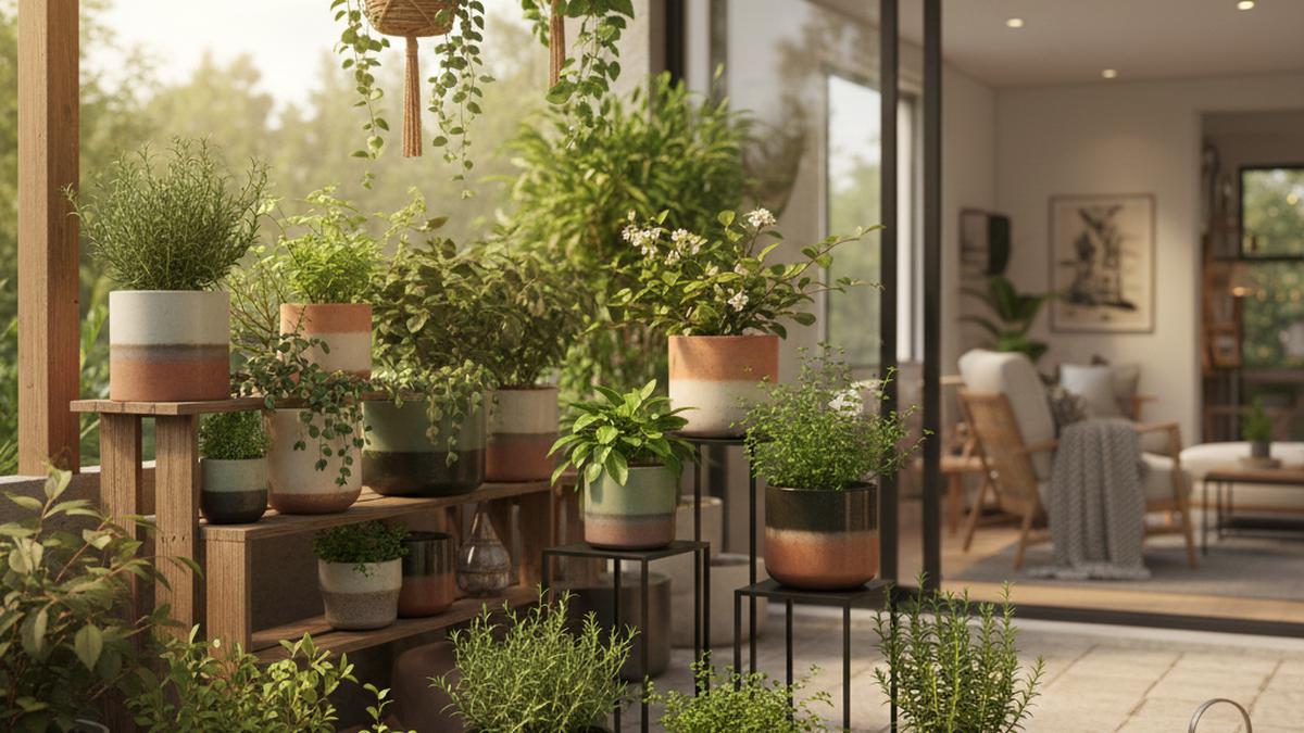 7 Referensi Kebun Mini di Teras Rumah dengan Pot Estetik, Solusi untuk Hunian Kecil &amp; Lahan Terbatas