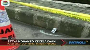 Tujuh titik kecelakaan Setya Novanto di Jalan Permata Hijau ditandai polisi.