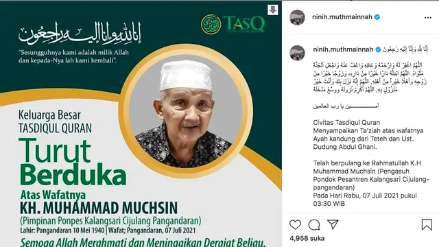 Ayahanda Teh Ninih Meninggal Dunia