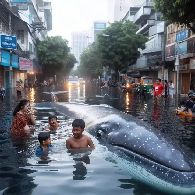 Kumpulan Potret Warga Jakarta Menghadapi Banjir dengan Santai pada 2030 Mendatang (Instagram @smashedbyusagi)