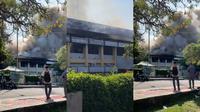 Tangkapan layar rekaman video amatir warga, detik-detik gedung Wisma St. Albertus Bandar Lampung terbakar. Foto : (Istimewa).