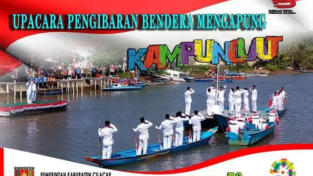 Upacara peringatan HUT RI ke-73 di atas Laguna Segara Anakan, Kampung Laut, Cilacap. (Foto: Liputan6.com/Nurindra/Muhamad Ridlo)