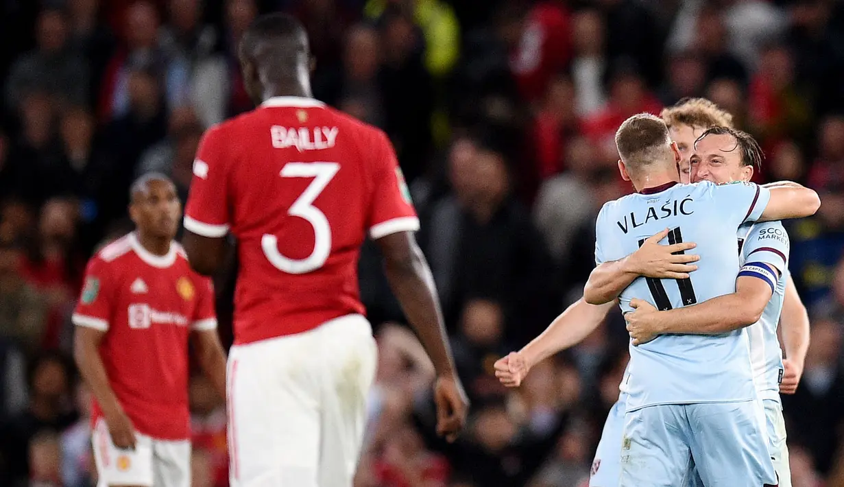 Pada ajang Carabao Cup ini, Manchester United mengistirahatkan banyak pemain pilar. Termasuk sang megabintang Cristiano Ronaldo. (AFP/Oli Scarff)