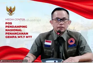 Deputi Bidang Pencegahan BNPB Abdul Muhari saat konferensi pers secara daring. (Foto: Tangkapan Layar Konferensi Pers)