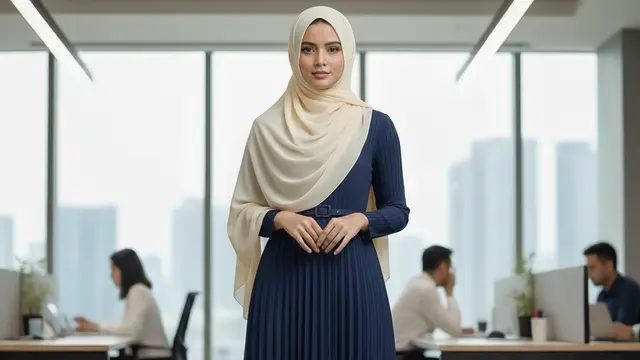 Gamis Pleats Vertikal (Lurus dari Atas ke Bawah)
