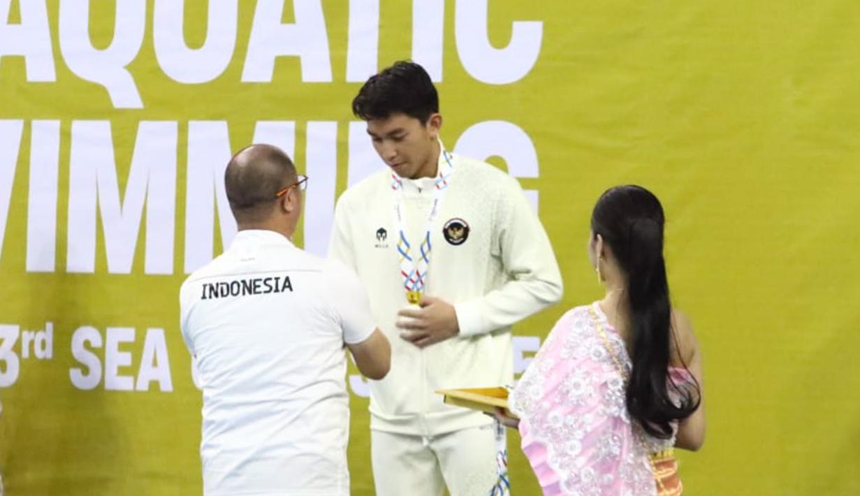 Sementara Farrel Armandio Tangkas finish kedua dengan catatan 55,89 detik. (Dok. PB Akuatik Indonesia)