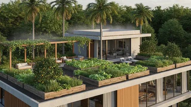 Rumah Modern Tropis dengan Rooftop Hijau