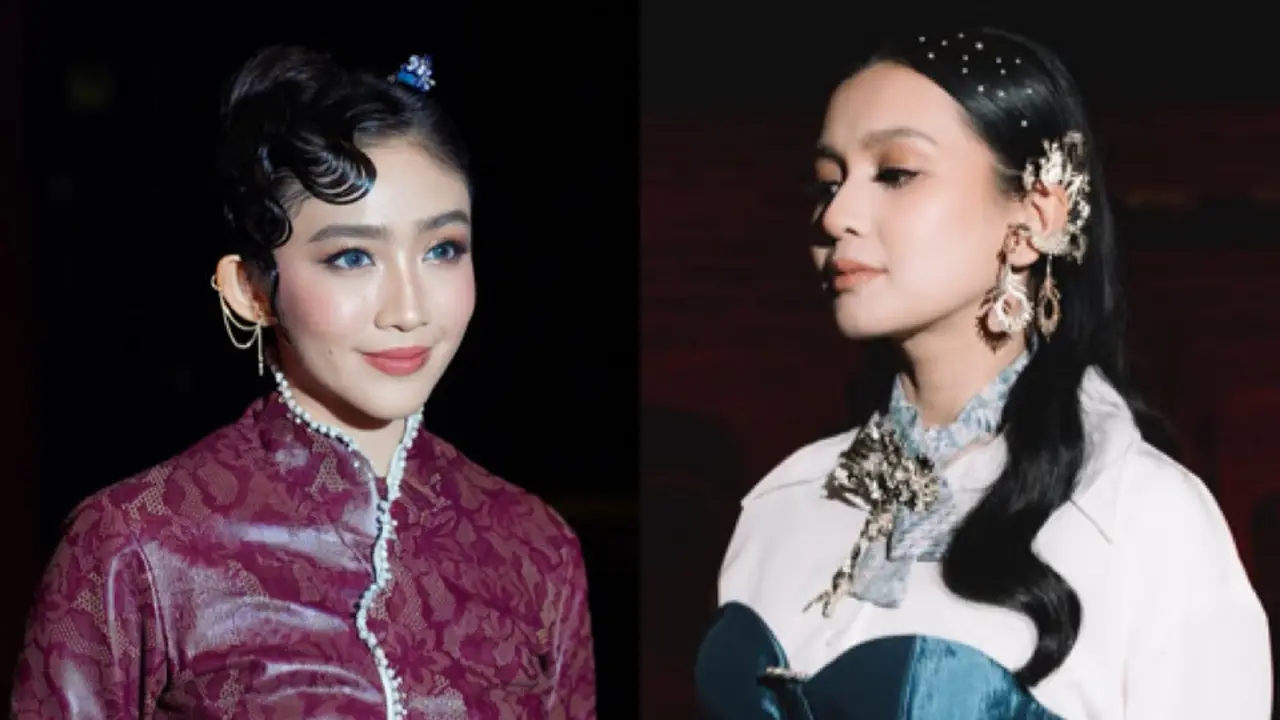 Febby Rastanty dan Dea Annisa Bernuansa Wastra saat Gala Premier Film Horor Terbaru