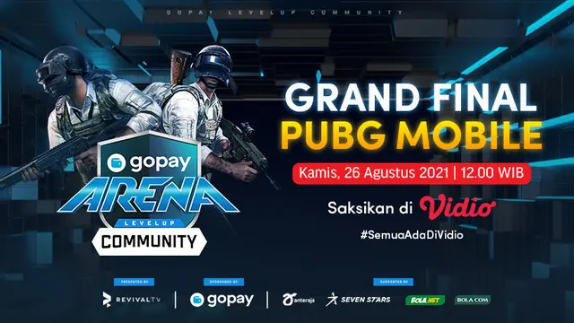 Jadwal dan Live Streaming Grand Final GoPay Arena Level Up Community PUBG Mobile di Vidio, Kamis 26 Agustus 2021