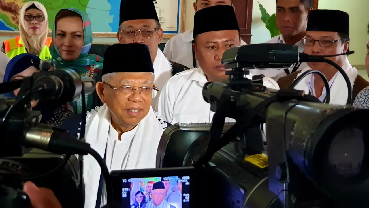 Calon wakil presiden nomor urut 01 Ma'ruf Amin kampanye di Sumatera Selatan pada Jumat (29/3/2019).