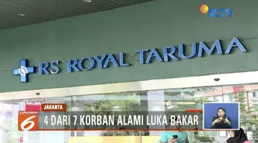 Tiga korban ledakan diduga pipa gas di Mal Taman Anggrek, Jakarta Barat, masih dirawat intensif di RS Royal Taruma, Grogol.