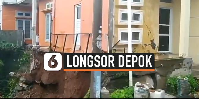 VIDEO: Hujan Deras, 3 Rumah di Depok Longsor