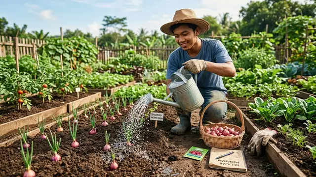 Ilustrasi cara menanam bawang
