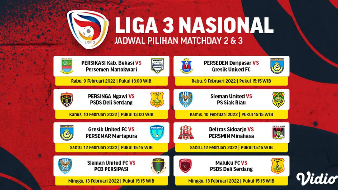 Link Live Streaming Liga 3 Nasional 2021/2022 Pekan Ini di Vidio, 9-13 Februari 2022