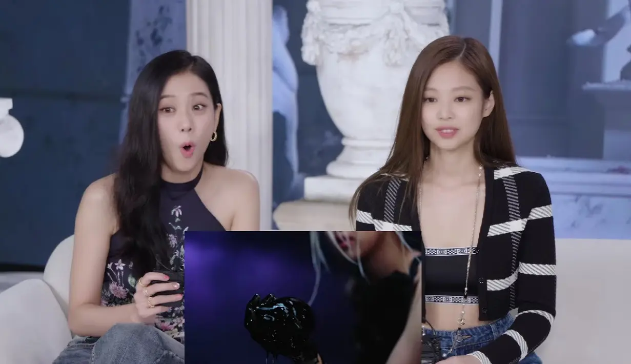 Blackpink nonton MV Pink Venom. (Foto: Tangkapan Layar YouTube/ Blackpink)