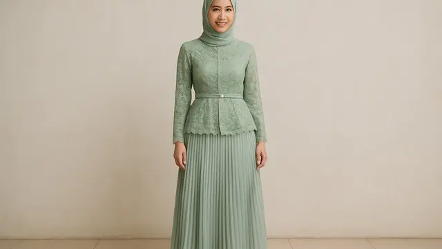 Kebaya dengan Rok Plisket Panjang (Foto: ChatGPT)