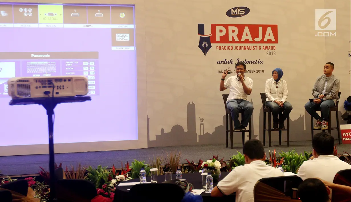 Suasana peluncuran Pracico Journalistic Award (PRAJA) 2018 di Jakarta, Minggu (2/9). MIS Group juga berbagi kisah inspiratif dengan tema "Geliat Koperasi dan Kewirausahaan Indonesia". (Liputan6.com/JohanTallo)