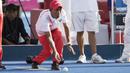 Kacung atlet Lawnball Indonesia bertanding di nomor B2 Open Single's pada Asian Para Games 2018 di Stadion Hockey, Gelora Bung Karno Jakarta, Senin (8/10/2018).  (Bola.com/Peksi Cahyo)