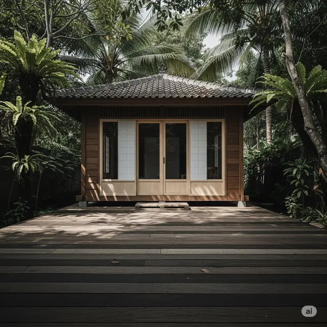 Rumah Kayu Gaya Jepang Sederhana