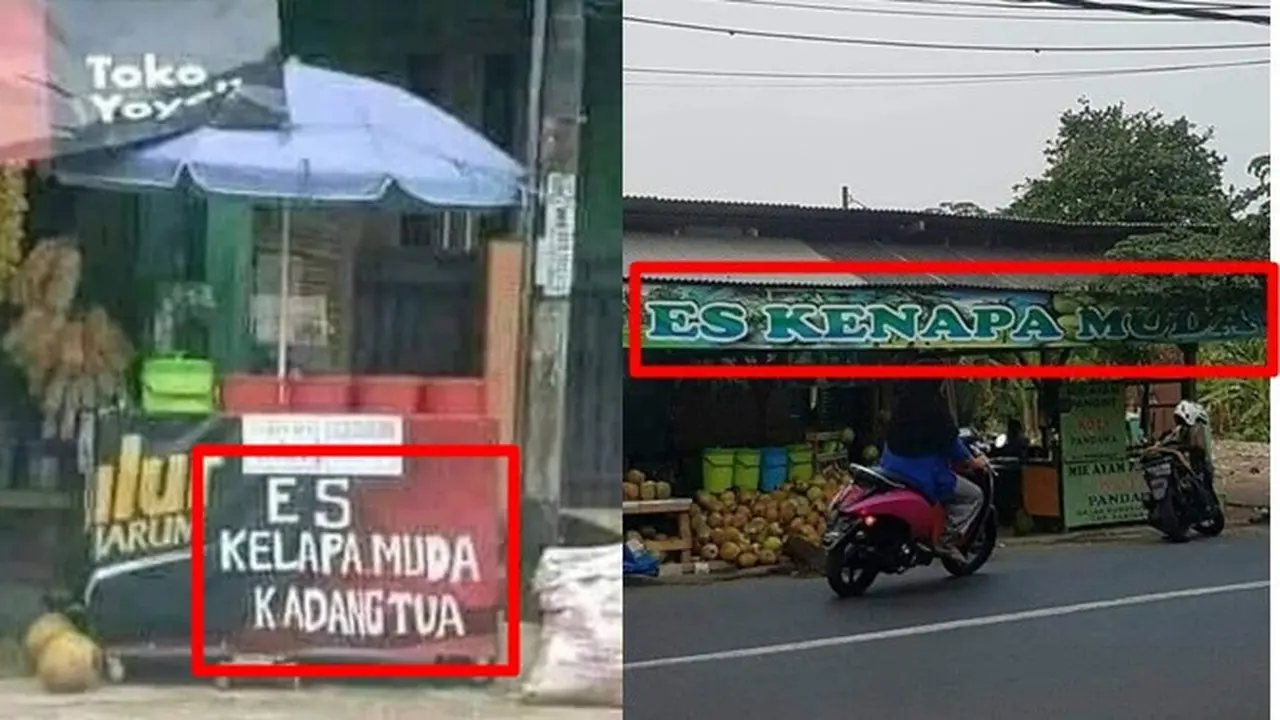 6 Tulisan Nyeleneh di Warung Es Kelapa Muda Ini Bikin Tepuk Jidat