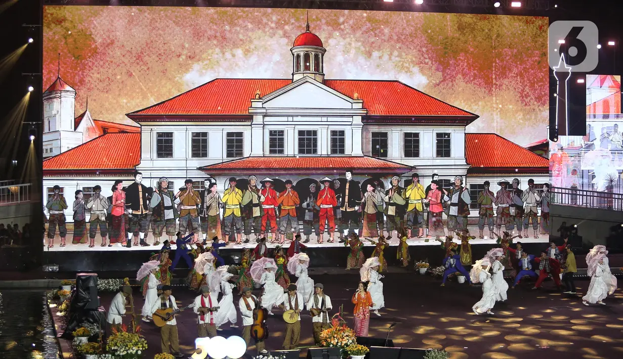 Hari Ulang Tahun (HUT) ke-498 kota Jakarta mengangkat tema Jakarta Kota Global dan Berbudaya. (Liputan6.com/Angga Yuniar)