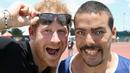 Pangeran Harry berfoto dengan atlet AS, Michael Kacer sebelum bertanding pada ajang ajang Invictus Games Orlando 2016 di ESPN Wide World of Sports complex, (10/5/2016), Lake Buena Vista, Florida.   (Chris Jackson/Getty Images for Invictus/AFP)