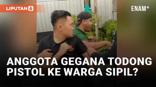 VIDEO: Viral! Pria Berkaus Polisi Todongkan Pistol ke Warga Lampung