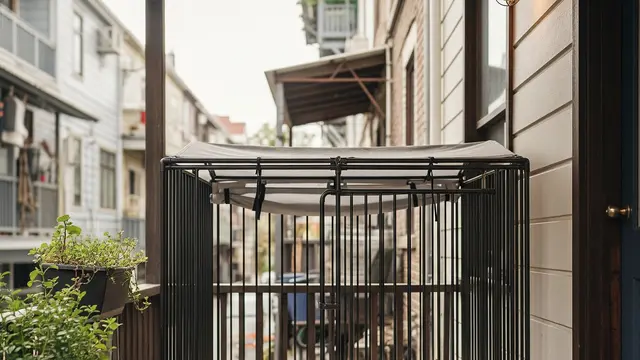 Kandang Anjing Minimalis di Teras Rumah (AI)