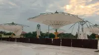 Payung Elektrik Masjid An-Nur Pekanbaru yang gagal dibangun dengan Rp42 miliar. (Liputan6.com/M Syukur)